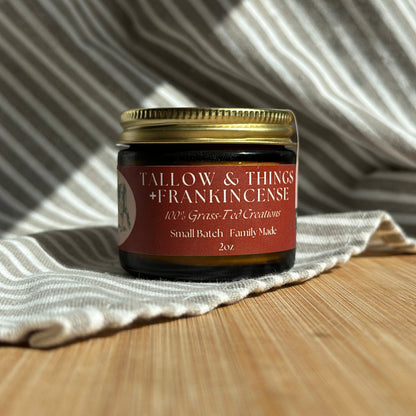 100% Pure & Grassfed, Frankincense Infused, Tallow Face Moisturizer (2oz)