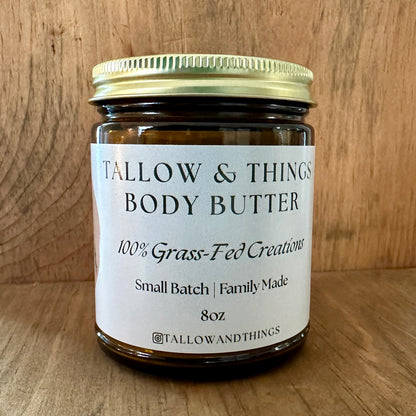 (8oz) 100% Pure & Grassfed, Roman Chamomile & Lavender Infused, Tallow Body Butter