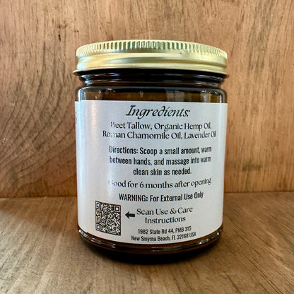 (8oz) 100% Pure & Grassfed, Roman Chamomile & Lavender Infused, Tallow Body Butter
